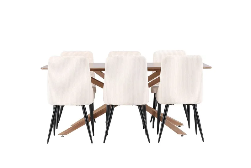 Rektangulär matgrupp Venture Home Beige Mocka 6st - Møbler - Bord - Spisegruppe