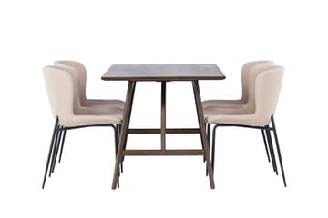 Rektangulär matgrupp Venture Home Beige Mörkbrun 4st - Møbler - Bord - Spisegruppe