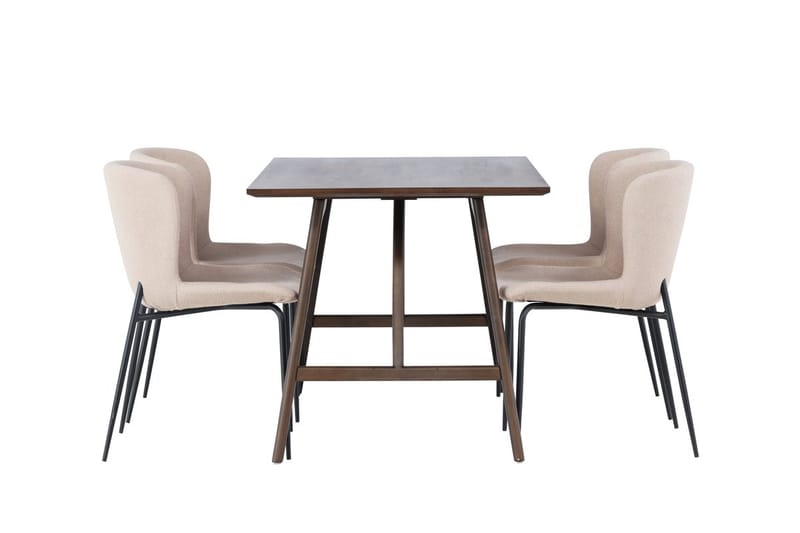Rektangulär matgrupp Venture Home Beige Mörkbrun 4st - Møbler - Bord - Spisegruppe