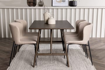 Rektangulär matgrupp Venture Home Beige Mörkbrun 4st - Møbler - Bord - Spisegruppe