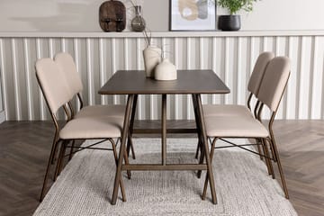 Rektangulär matgrupp Venture Home Beige Mörkbrun 4st - Møbler - Bord - Spisegruppe