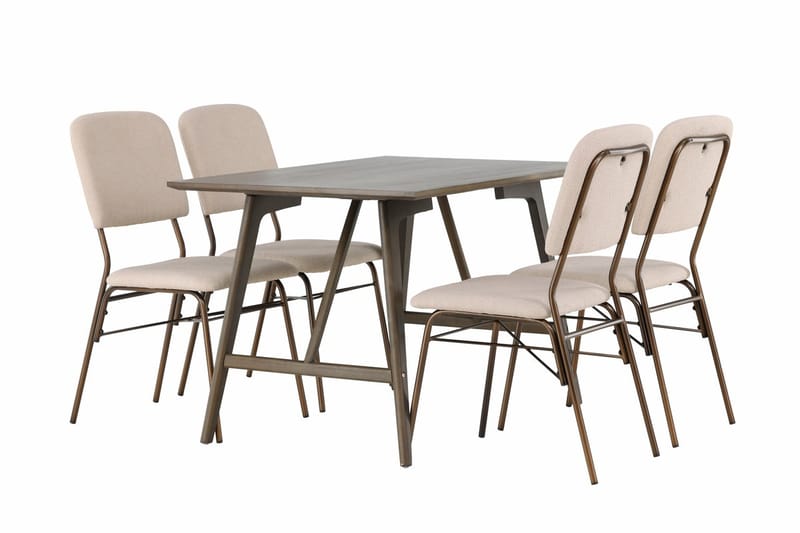 Rektangulär matgrupp Venture Home Beige Mörkbrun 4st - Møbler - Bord - Spisegruppe