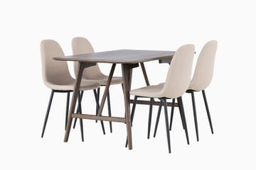 Rektangulär matgrupp Venture Home Beige Mörkbrun 4st - Møbler - Bord - Spisegruppe