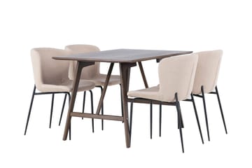 Rektangulär matgrupp Venture Home Beige Mörkbrun 4st - Møbler - Bord - Spisegruppe