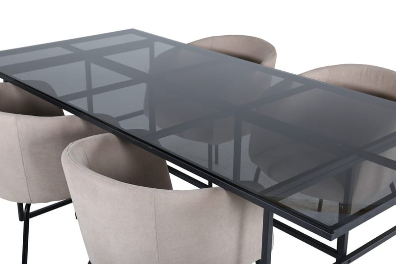 Rektangulär matgrupp Venture Home Beige Svart 4st - Møbler - Bord - Spisegruppe