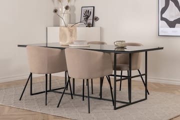 Rektangulär matgrupp Venture Home Beige Svart 4st - Møbler - Bord - Spisegruppe