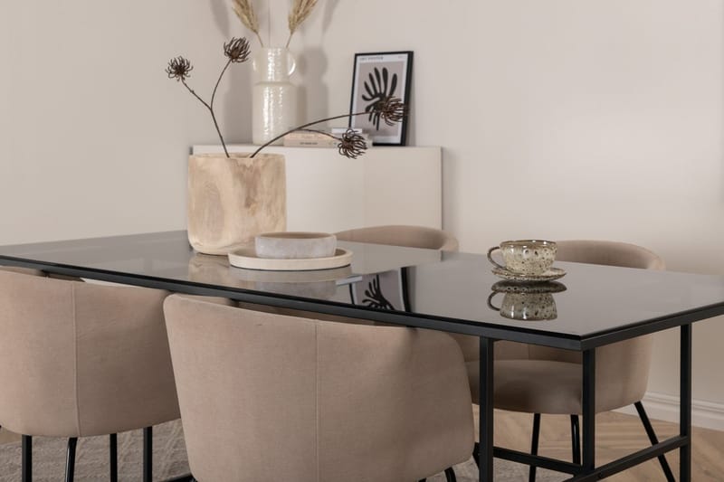 Rektangulär matgrupp Venture Home Beige Svart 4st - M øbler - Bord - Spisegruppe