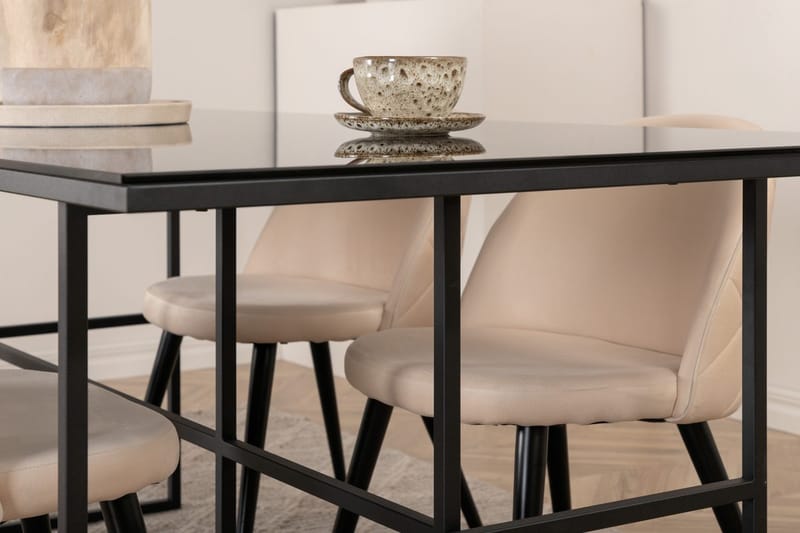 Rektangulär matgrupp Venture Home Beige Svart 4st - Møbler - Bord - Spisegruppe