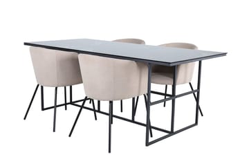 Rektangulär matgrupp Venture Home Beige Svart 4st - Møbler - Bord - Spisegruppe
