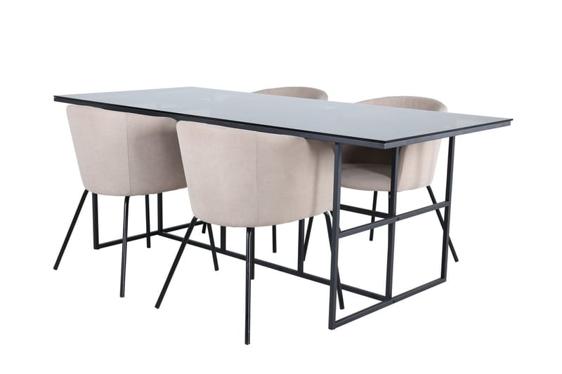 Rektangulär matgrupp Venture Home Beige Svart 4st - Møbler - Bord - Spisegruppe