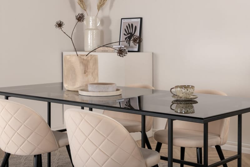 Rektangulär matgrupp Venture Home Beige Svart 4st - Møbler - Bord - Spisegruppe