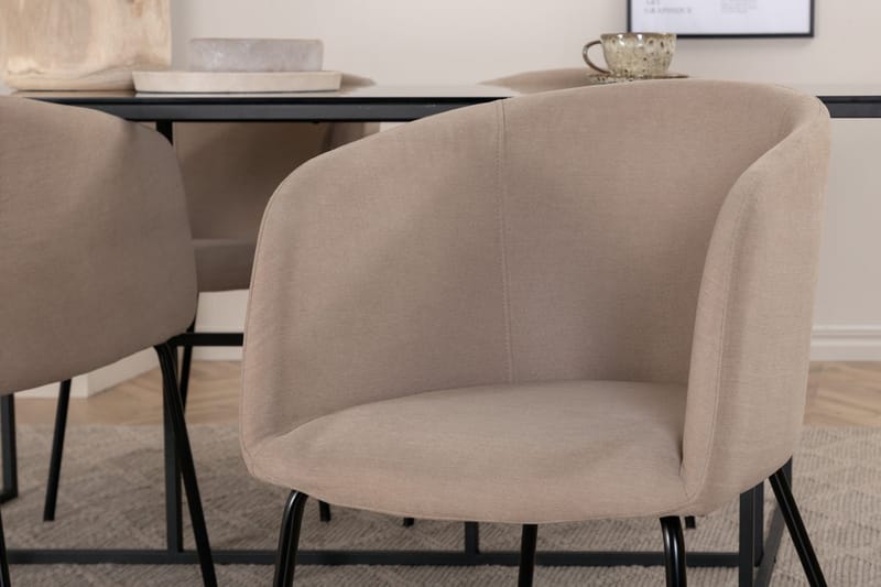 Rektangulär matgrupp Venture Home Beige Svart 4st - Møbler - Bord - Spisegruppe