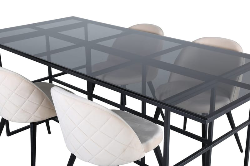 Rektangulär matgrupp Venture Home Beige Svart 4st - Møbler - Bord - Spisegruppe