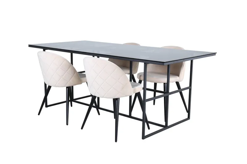 Rektangulär matgrupp Venture Home Beige Svart 4st - Møbler - Bord - Spisegruppe