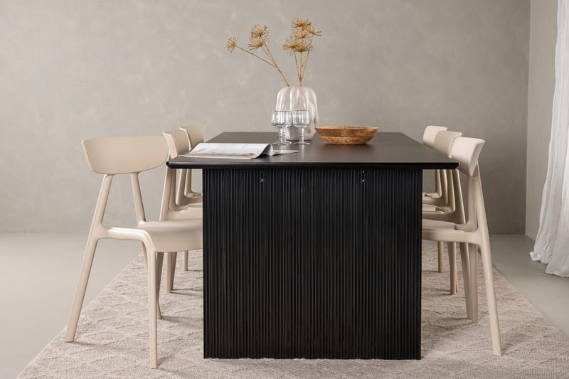 Rektangulär matgrupp Venture Home Beige Svart 6st - Møbler - Bord - Spisegruppe