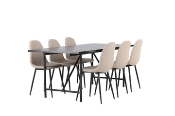 Rektangulär matgrupp Venture Home Beige Svart 6st - Møbler - Bord - Spisegruppe