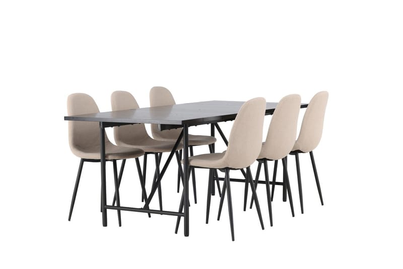 Rektangulär matgrupp Venture Home Beige Svart 6st - Møbler - Bord - Spisegruppe