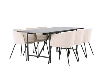 Rektangulär matgrupp Venture Home Beige Svart 6st - Møbler - Bord - Spisegruppe