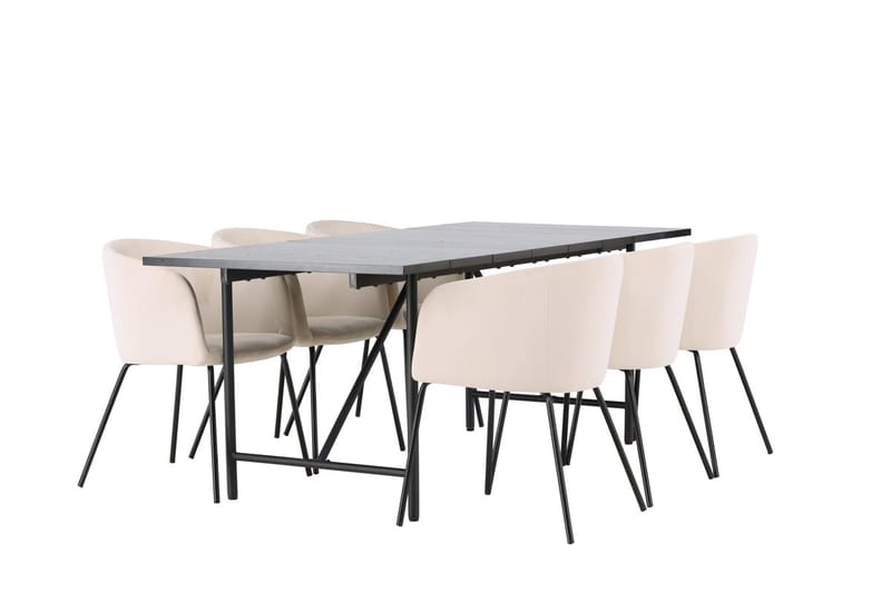 Rektangulär matgrupp Venture Home Beige Svart 6st - Møbler - Bord - Spisegruppe