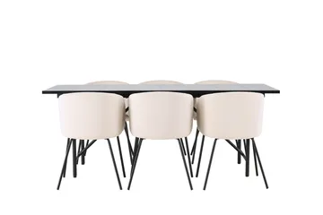 Rektangulär matgrupp Venture Home Beige Svart 6st - Møbler - Bord - Spisegruppe