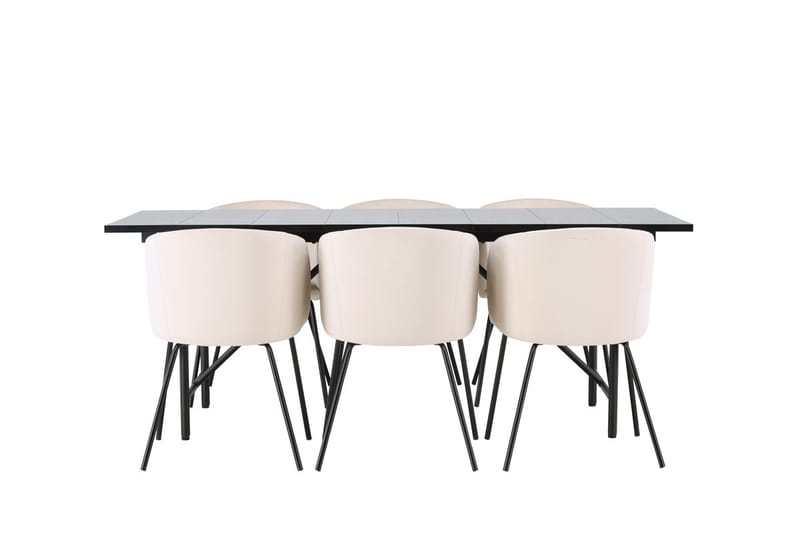 Rektangulär matgrupp Venture Home Beige Svart 6st - Møbler - Bord - Spisegruppe