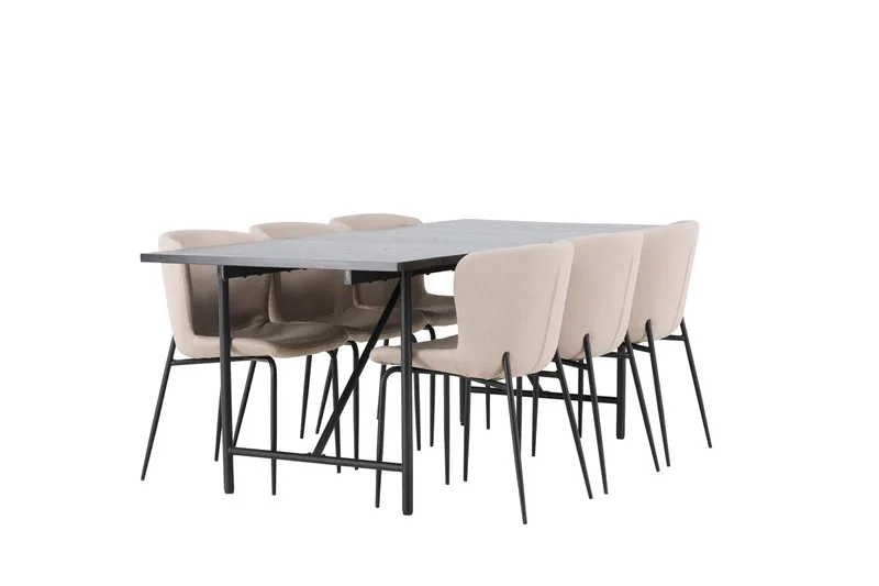 Rektangulär matgrupp Venture Home Beige Svart 6st - Møbler - Bord - Spisegruppe