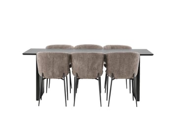 Rektangulär matgrupp Venture Home Beige Svart 6st - Møbler - Bord - Spisegruppe