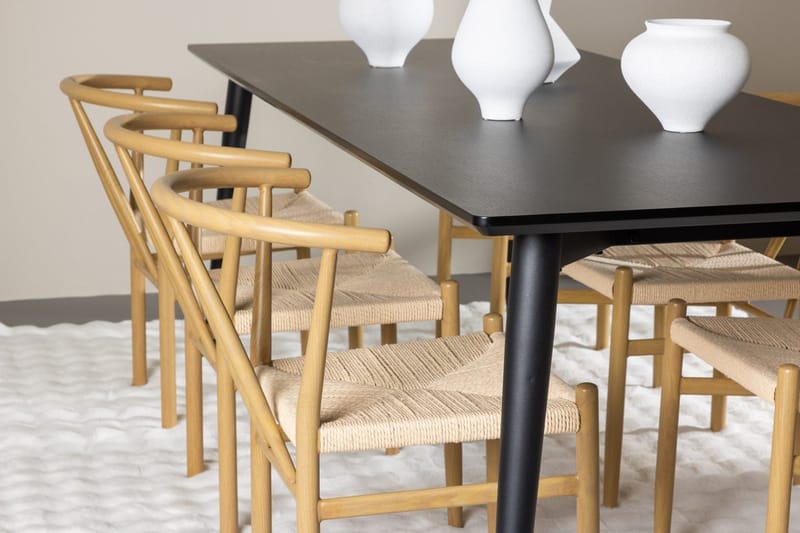 Rektangulär matgrupp Venture Home Beige Svart 6st - Møbler - Bord - Spisegruppe