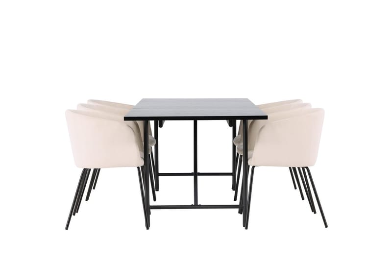 Rektangulär matgrupp Venture Home Beige Svart 6st - Møbler - Bord - Spisegruppe