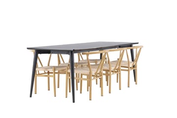 Rektangulär matgrupp Venture Home Beige Svart 6st - Møbler - Bord - Spisegruppe