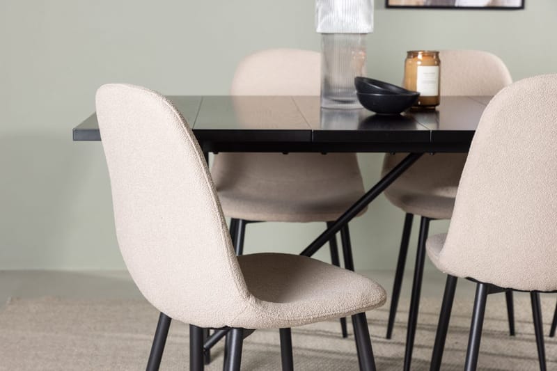 Rektangulär matgrupp Venture Home Beige Svart 6st - M øbler - Bord - Spisegruppe