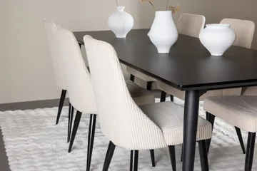 Rektangulär matgrupp Venture Home Beige Svart 6st - Møbler - Bord - Spisegruppe