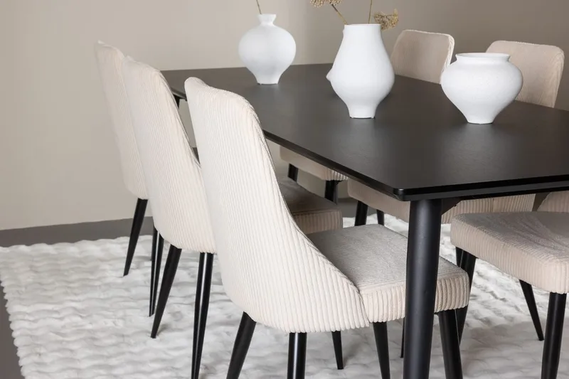 Rektangulär matgrupp Venture Home Beige Svart 6st - Møbler - Bord - Spisegruppe