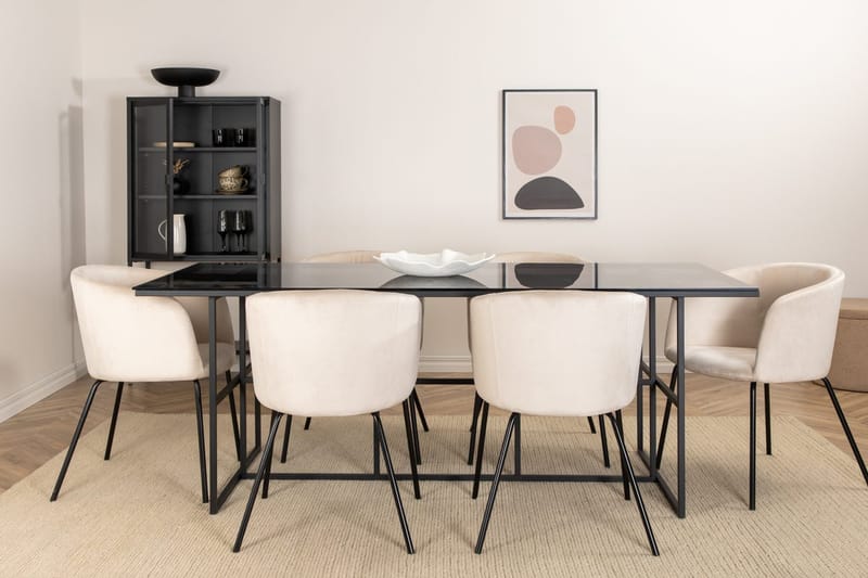 Rektangulär matgrupp Venture Home Beige Svart 6st - Møbler - Bord - Spisegruppe