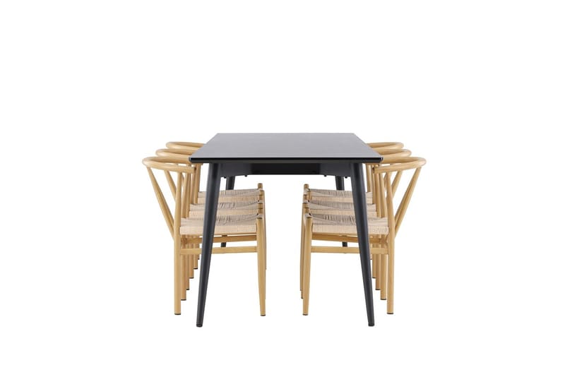 Rektangulär matgrupp Venture Home Beige Svart 6st - Møbler - Bord - Spisegruppe
