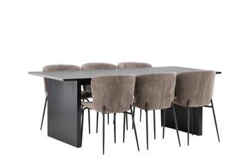Rektangulär matgrupp Venture Home Beige Svart 6st - Møbler - Bord - Spisegruppe