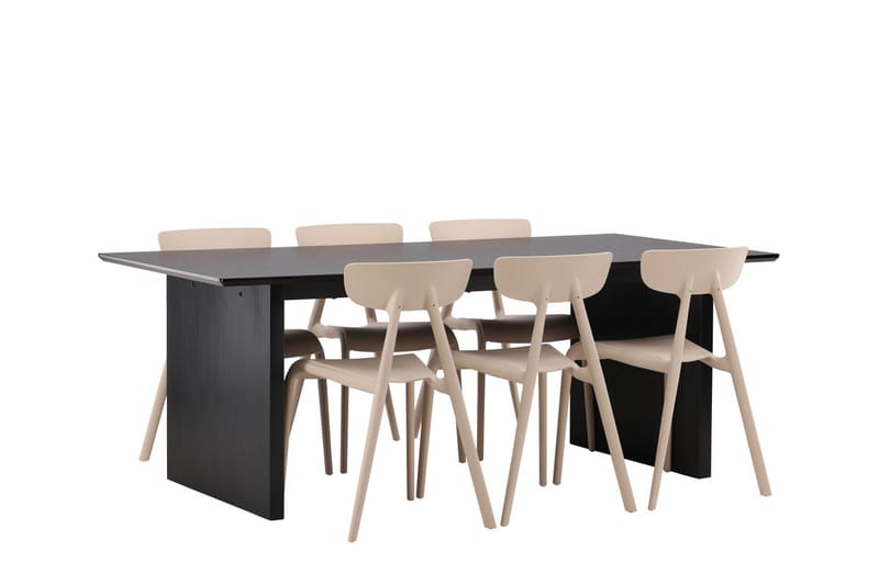 Rektangulär matgrupp Venture Home Beige Svart 6st - Møbler - Bord - Spisegruppe