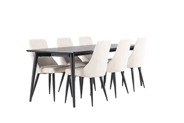 Rektangulär matgrupp Venture Home Beige Svart 6st - Møbler - Bord - Spisegruppe