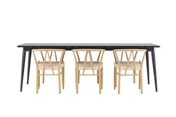 Rektangulär matgrupp Venture Home Beige Svart 6st - Møbler - Bord - Spisegruppe