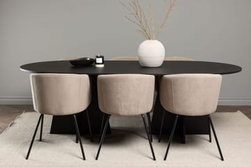 Rektangulär matgrupp Venture Home Beige Svart Linen - Møbler - Bord - Spisegruppe