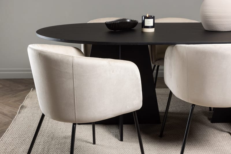 Rektangulär matgrupp Venture Home Beige Svart Sammet - Møbler - Bord - Spisegruppe