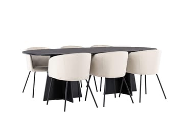 Rektangulär matgrupp Venture Home Beige Svart Sammet - Møbler - Bord - Spisegruppe