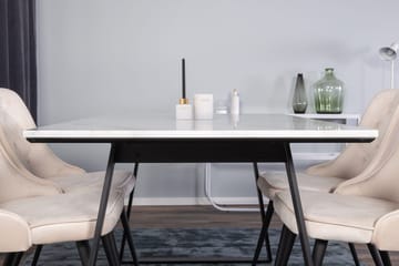 Rektangulär matgrupp Venture Home Beige Svart Svart - Møbler - Bord - Spisegruppe