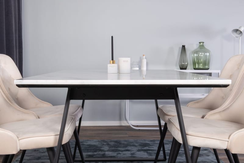 Rektangulär matgrupp Venture Home Beige Svart Svart - Møbler - Bord - Spisegruppe