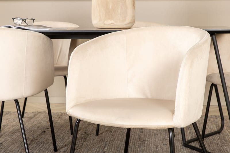 Rektangulär matgrupp Venture Home Beige Svart - Møbler - Bord - Spisegruppe