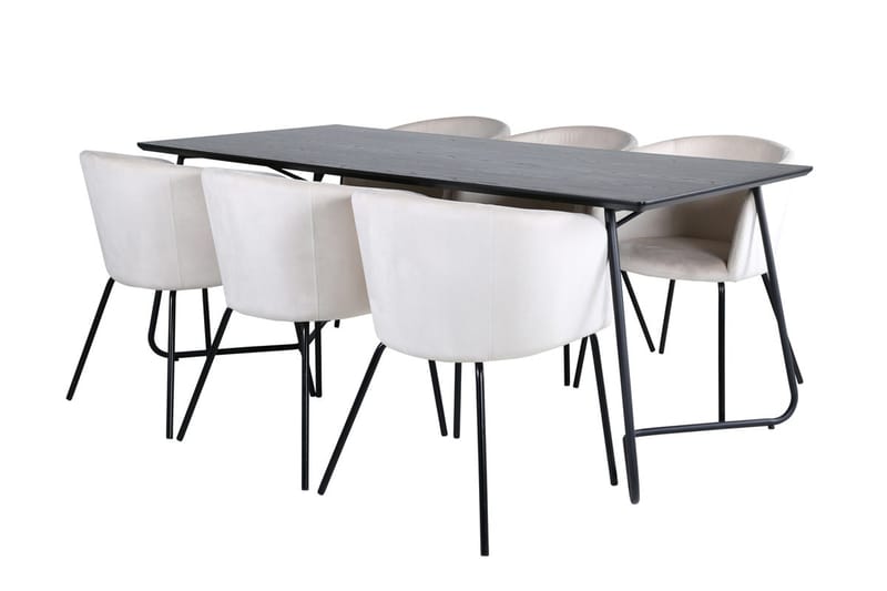 Rektangulär matgrupp Venture Home Beige Svart - Møbler - Bord - Spisegruppe