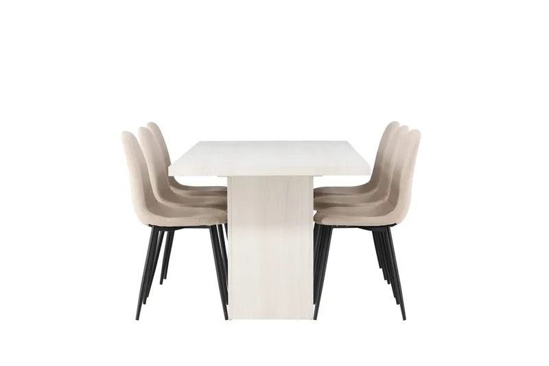 Rektangulär matgrupp Venture Home Beige Vit 6st - Møbler - Bord - Spisegruppe