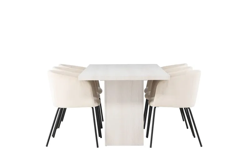 Rektangulär matgrupp Venture Home Beige Vit 6st - Møbler - Bord - Spisegruppe