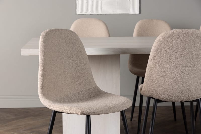 Rektangulär matgrupp Venture Home Beige Vit 6st - Møbler - Bord - Spisegruppe
