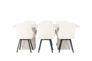 Rektangulär matgrupp Venture Home Beige Vit 6st - Møbler - Bord - Spisegruppe